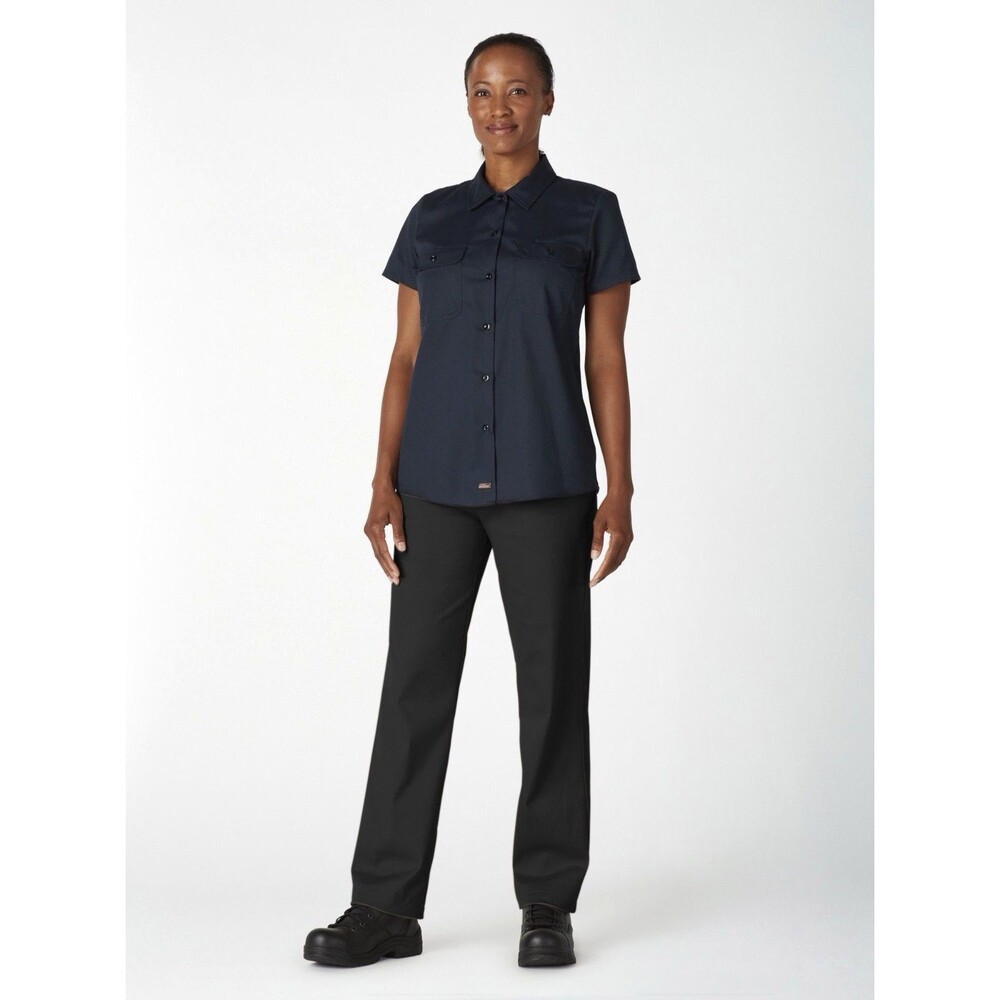 NWOT Dickies Black Relaxed Fit Straight Leg Stretch Work Pants Women Size 8L